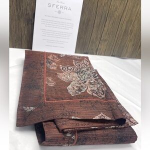 $215 SFERRA Zenna One Euro Sham Floral 100% Cotton Sateen WINE 26x26" Italy New